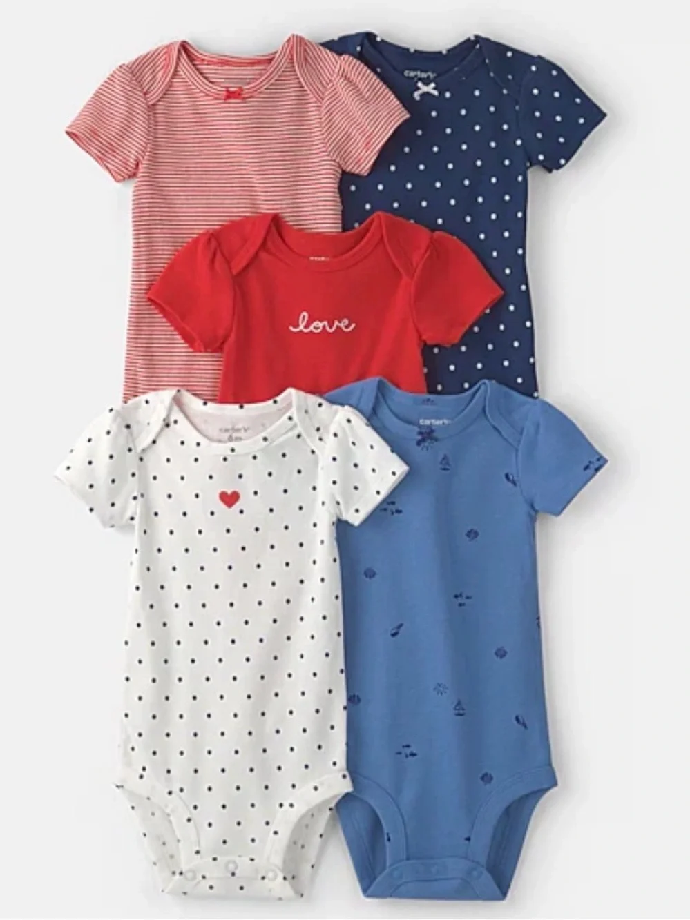 Carter's Baby Girls Round Neck Short Sleeve Rib Knit 5-pc. Bodysuit - 9 Months